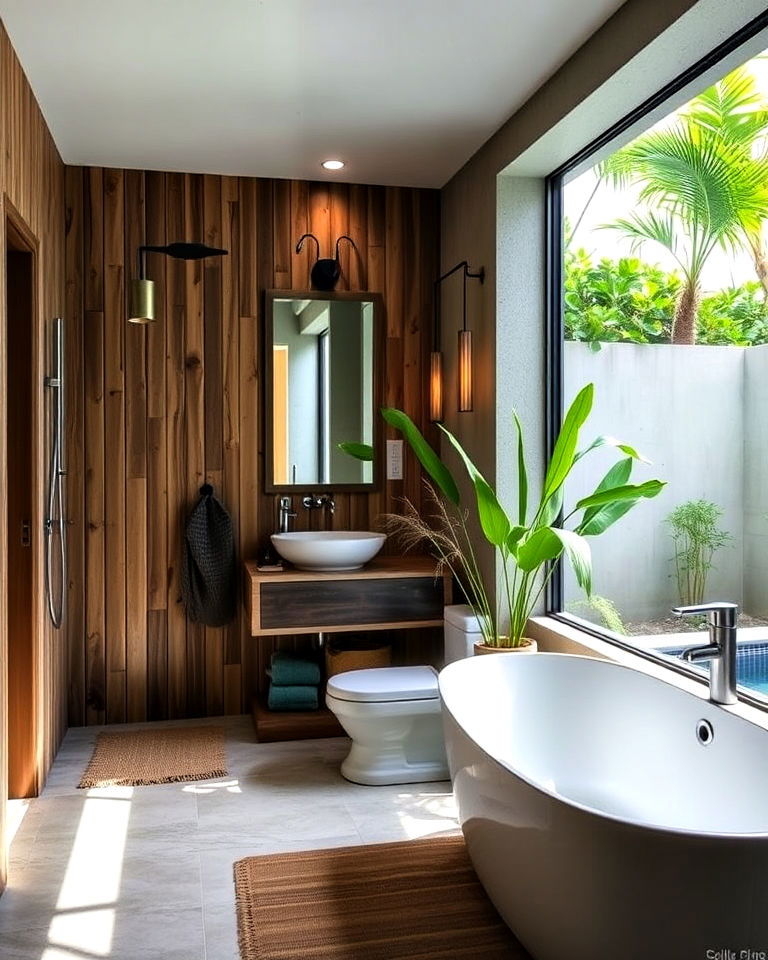 eco friendly pool bathroom design