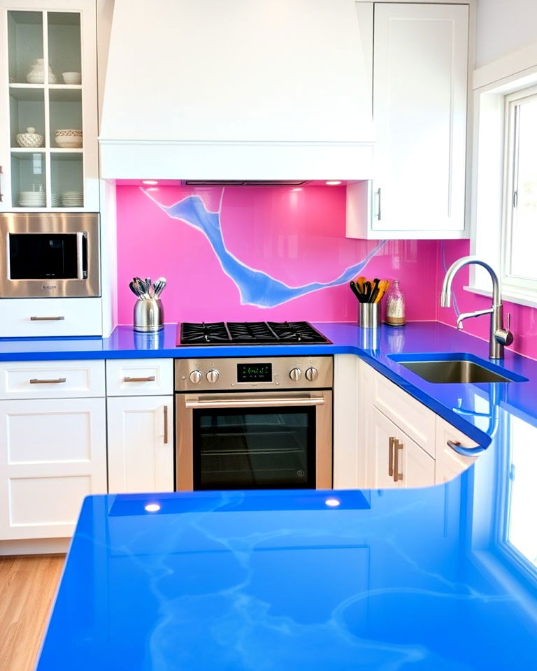 electric blue epoxy countertops