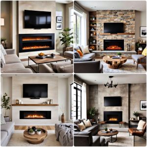 electric fireplace ideas with tv above