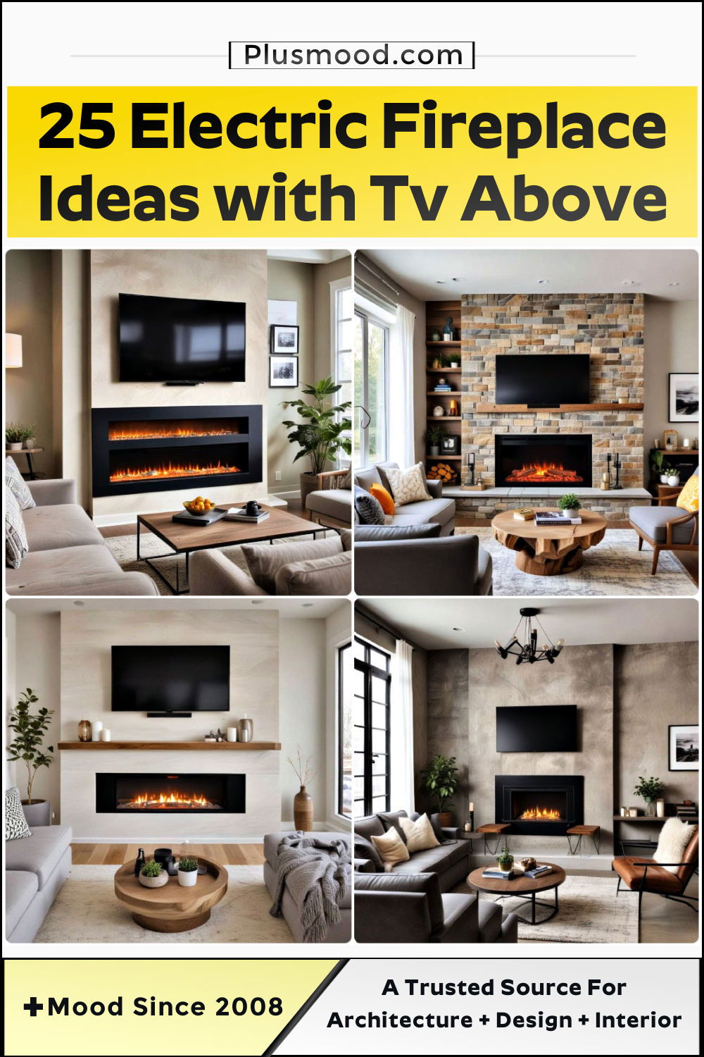 electric fireplace ideas with tv above and inspiration