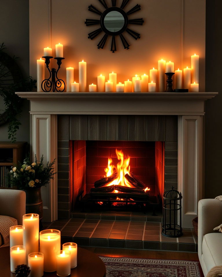 elegance candlelight clusters for fireplace lighting