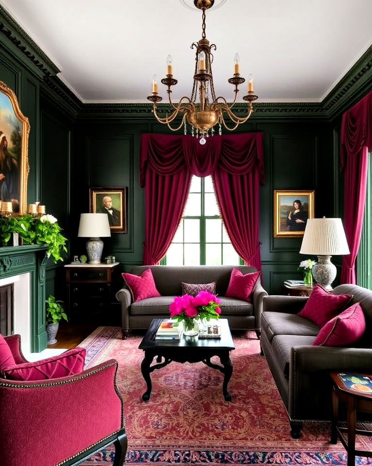 elegance dark green and burgundy color palette