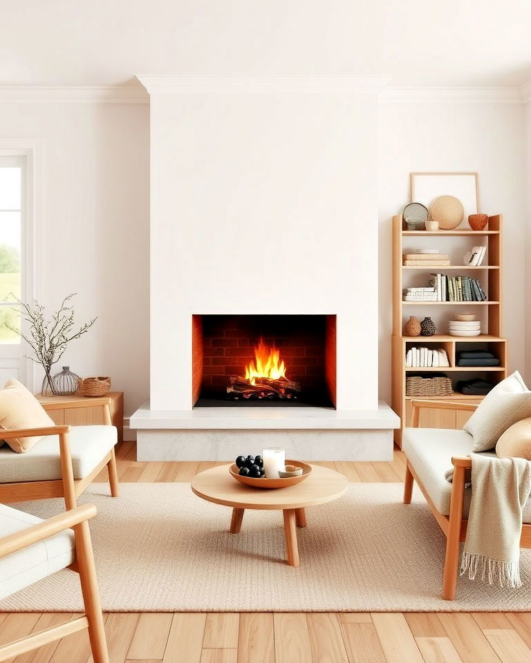 elegance fireplace with soft stone hearth