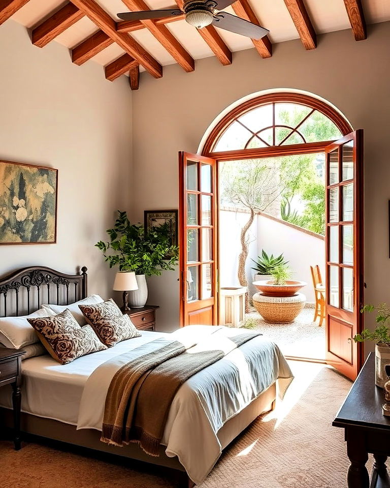 elegance french doors mediterranean bedroom