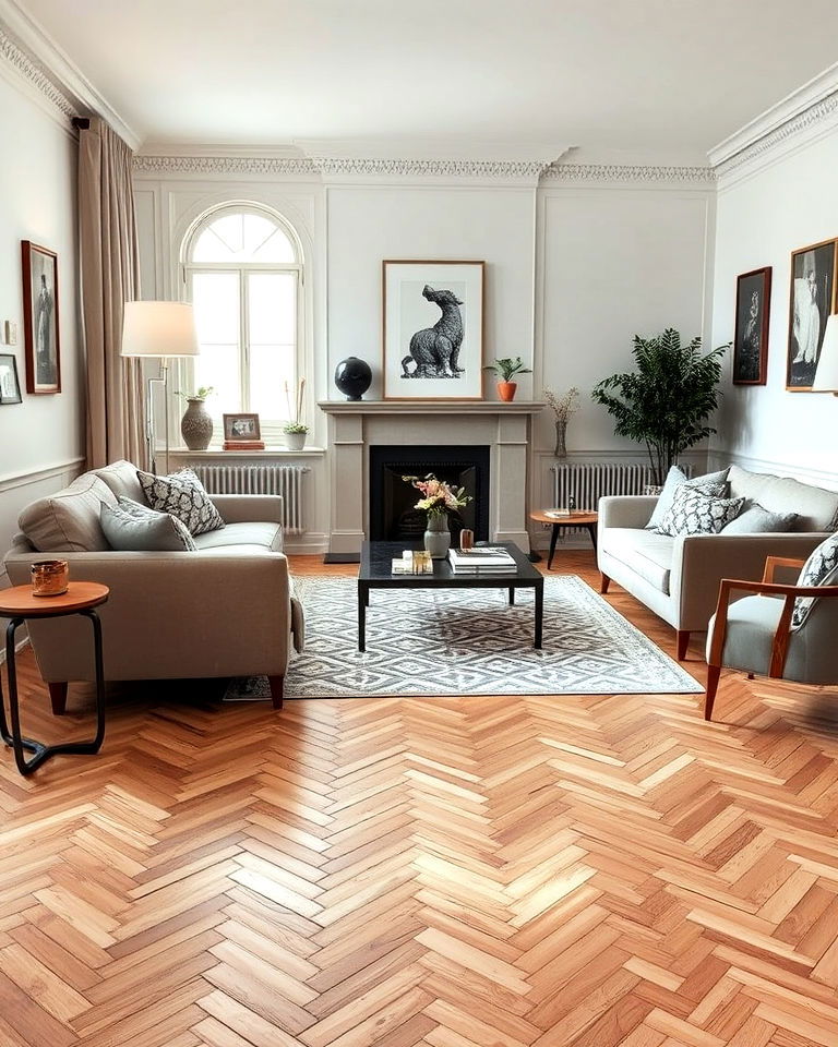 elegance herringbone wood floor