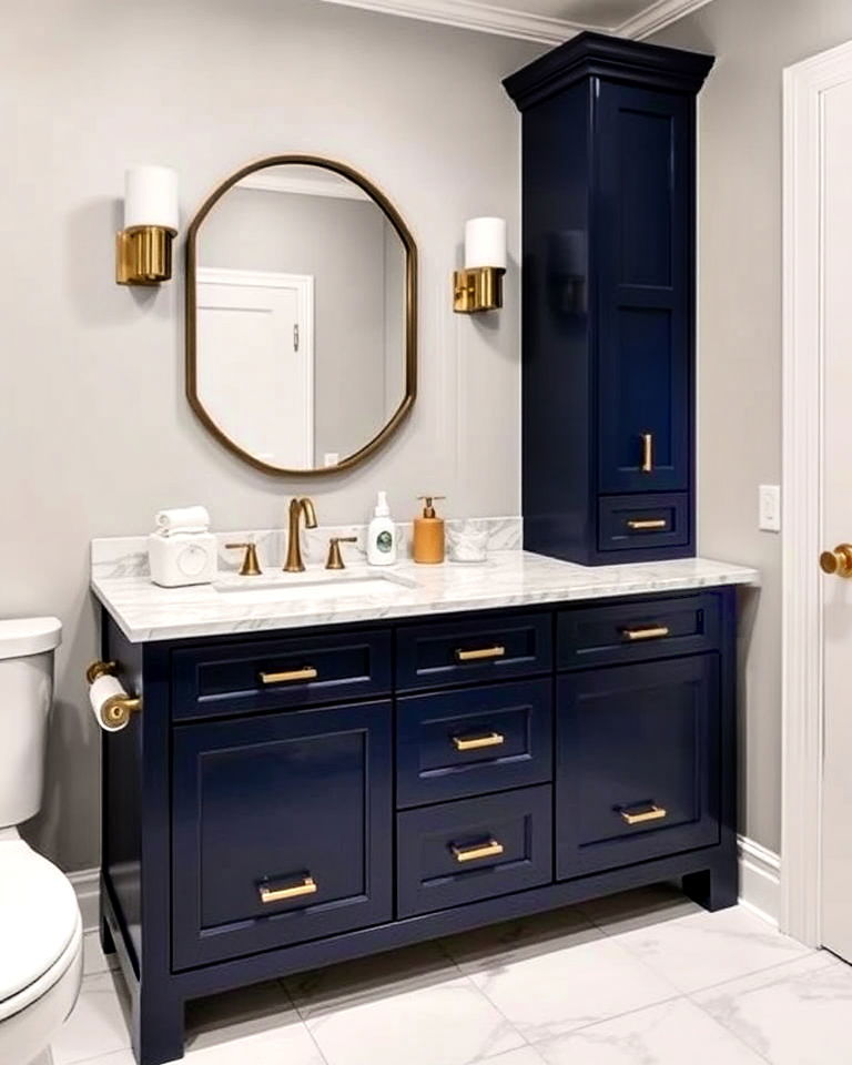 elegance navy blue bathroom vanity