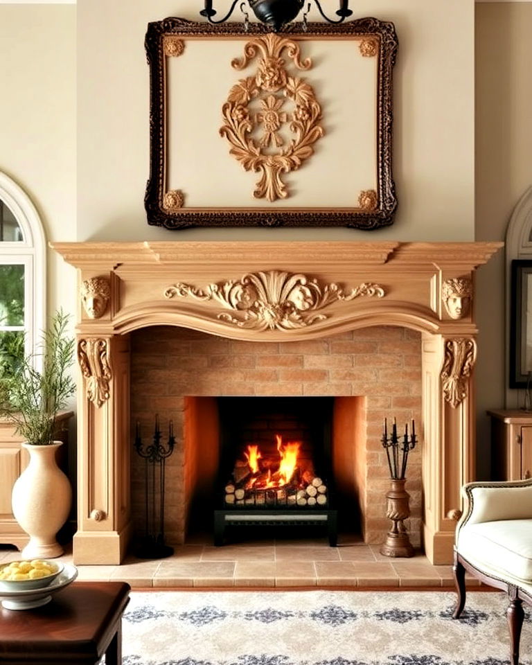elegance ornate carved mantel