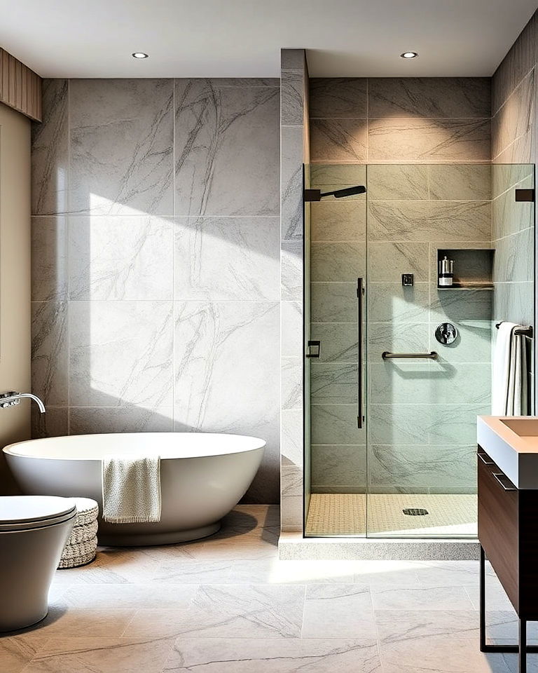 elegance separate shower and tub