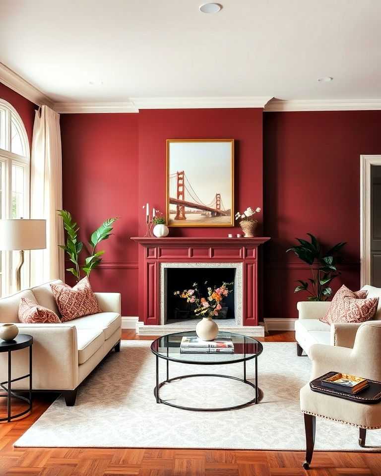 elegant burgundy and neutral color scheme