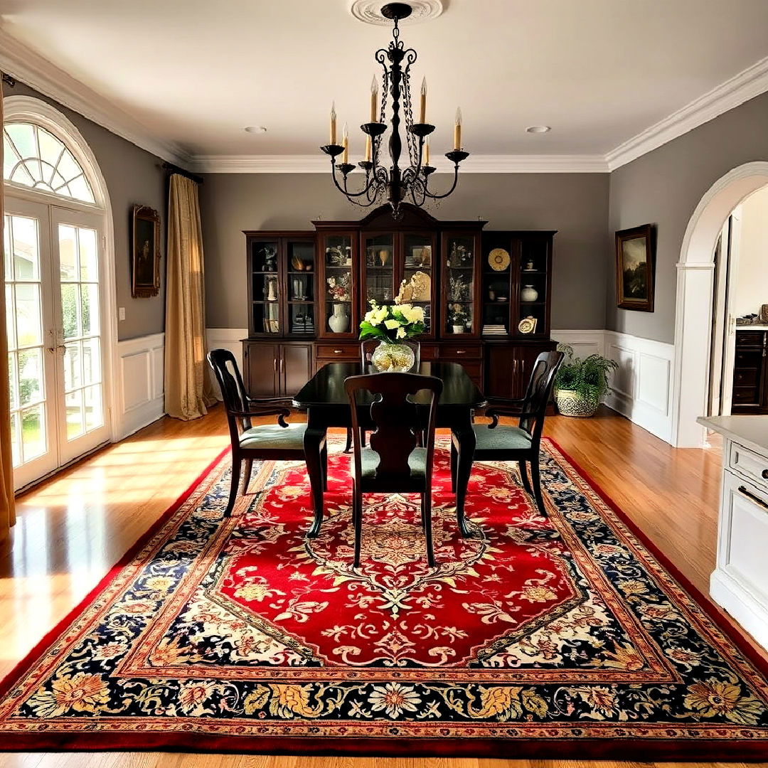 elegant dining room ornate area rug