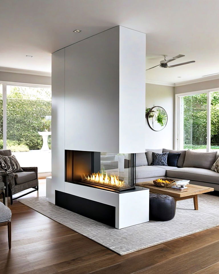 elegant double sided gas fireplace