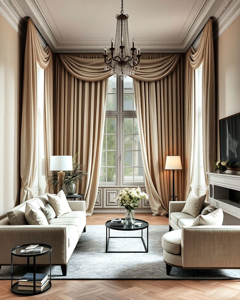 elegant drapery parisian living room