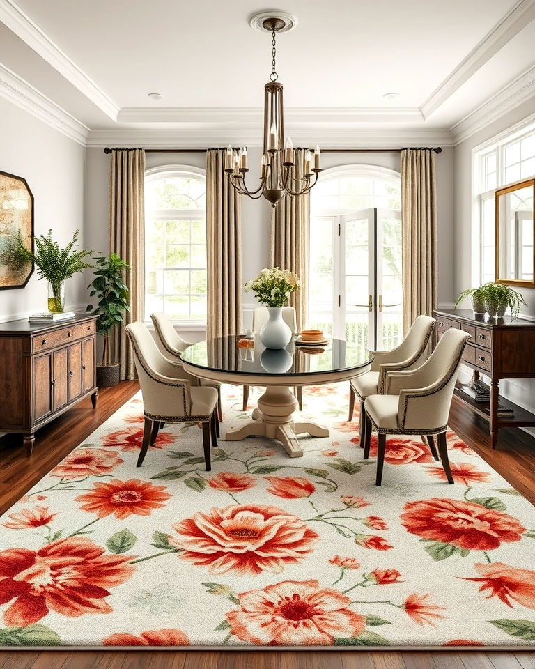 elegant floral patterned rug