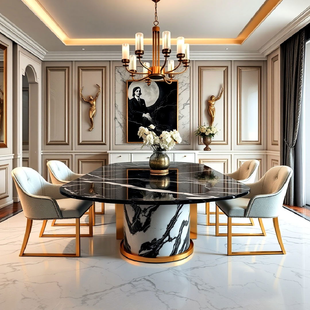 elegant marble tabletop for art deco dining room
