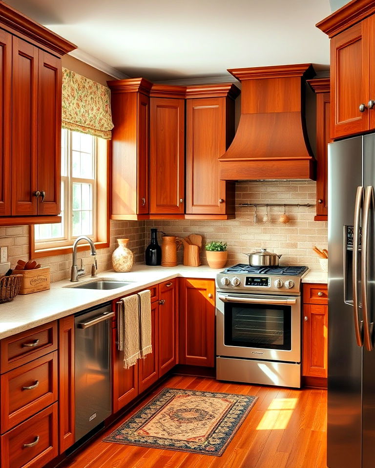 elegant natural cherry cabinets for kitchen