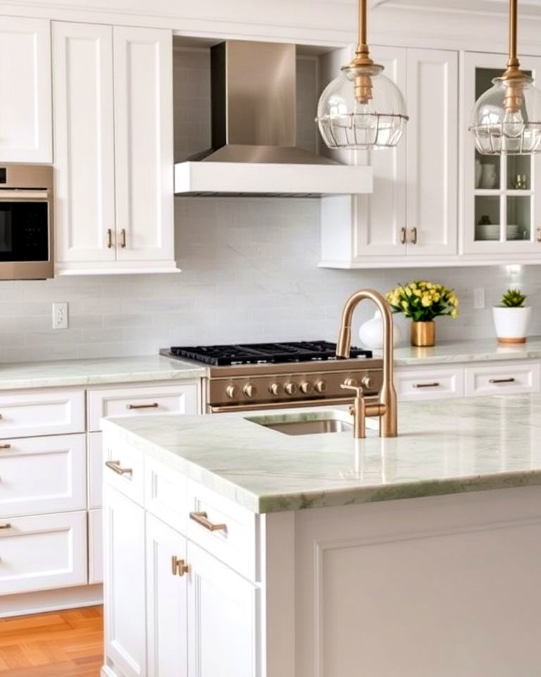 elegant pale green marble kitchen countertops