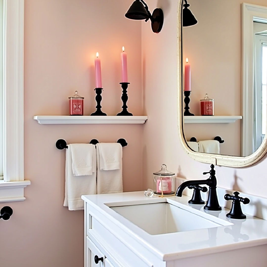 elegant pink and black candle holders
