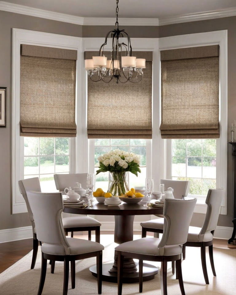 elegant roman shades for dining room windows