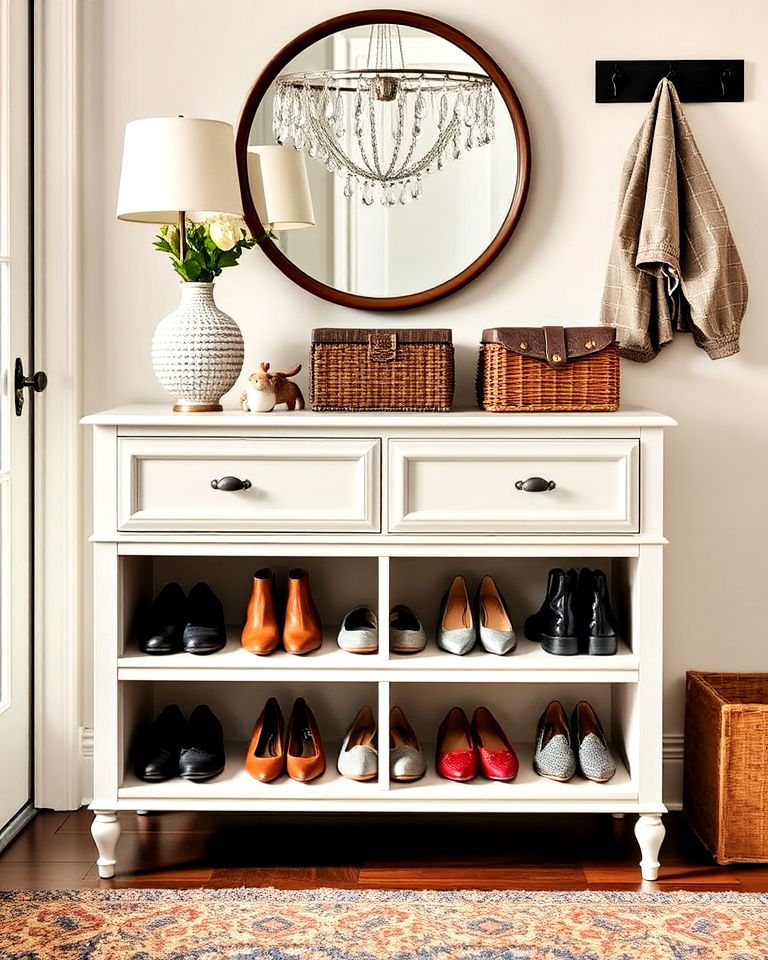 elegant shoe storage dresser idea