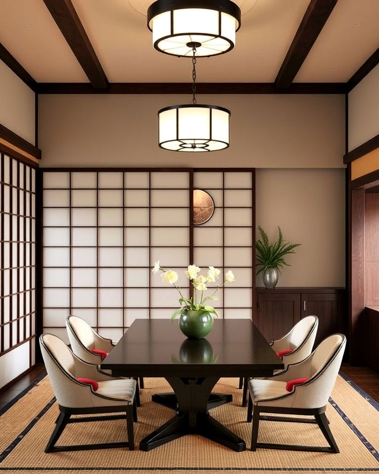 elegant shoji screen dining room divider