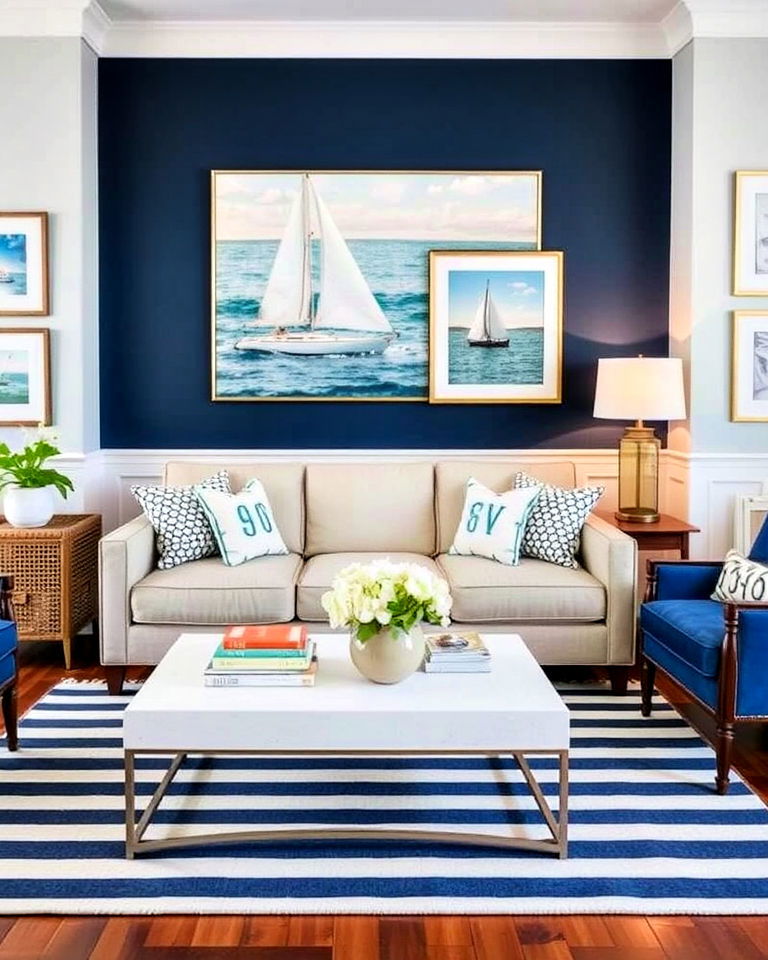 elegant striped rug for a preppy living room