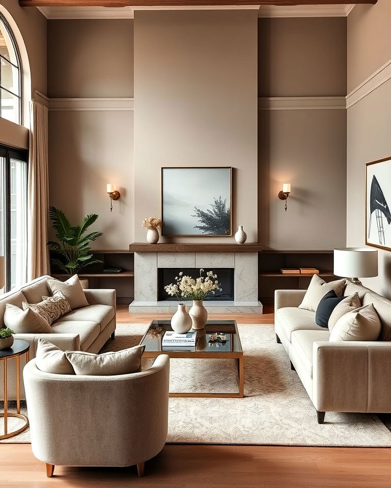 elegant taupe layers living room