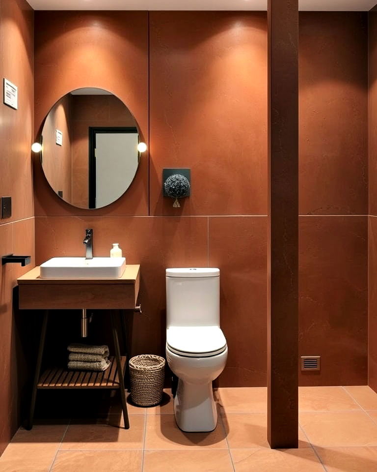 elegant terracotta toilet partition