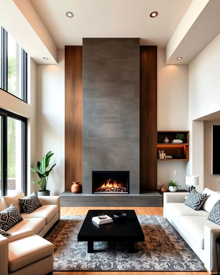 elegant vertical gas fireplace for narrow spaces