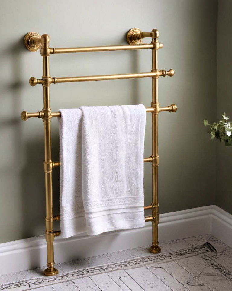 elegant vintage brass bathroom towel rails