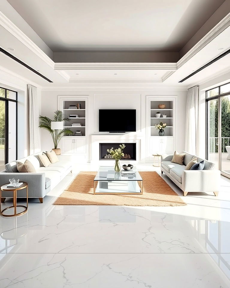 elegant white marble floors for living room