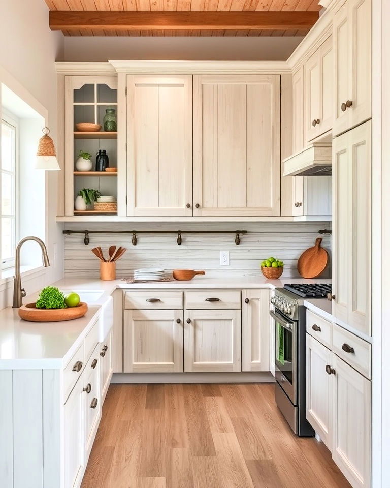 embrace whitewashed wood cabinets