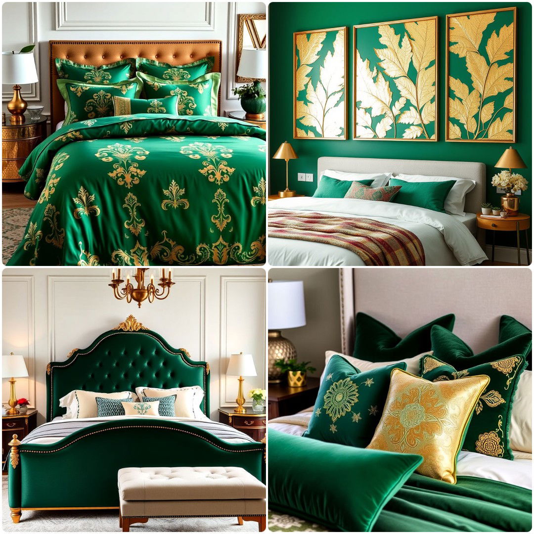 25 Emerald Green and Gold Bedroom Ideas To Consider