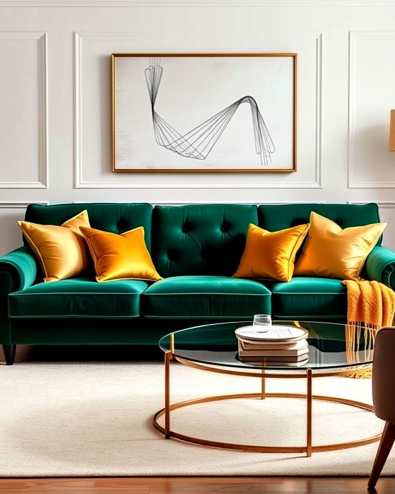 25 Emerald Green And Gold Living Room Ideas For Glamour