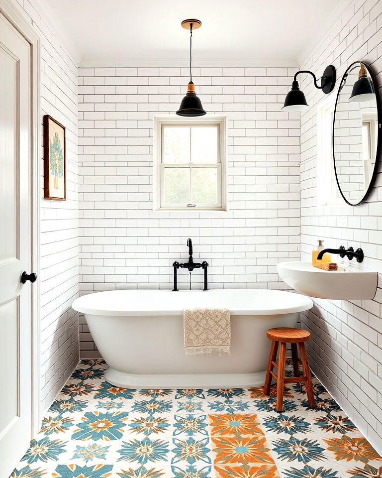 encaustic cement tile bathroom flooring