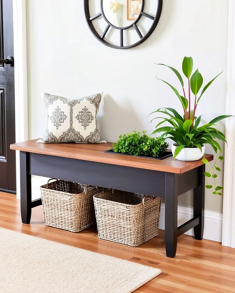 entryway bench with built in planter