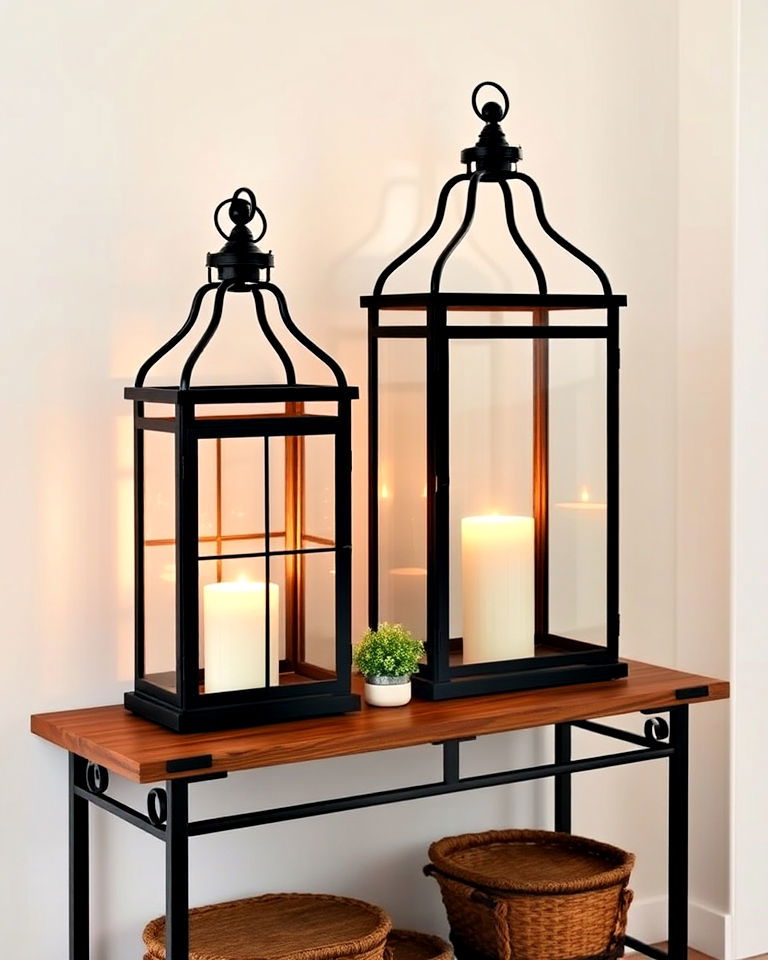 entryway iron lanterns for rustic elegance