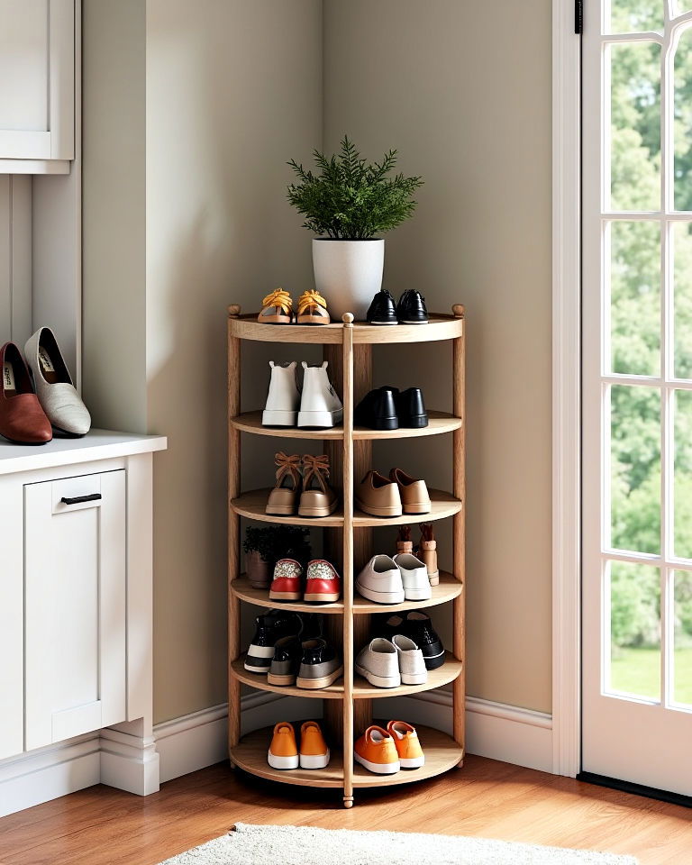 entryway rotating shoe carousel