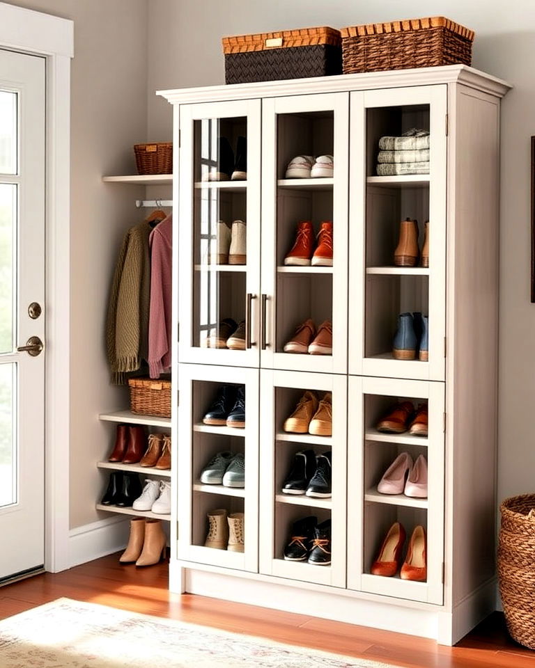 entryway shoe cabinet with doors