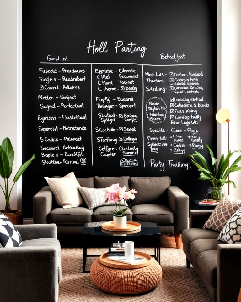 event planning chalkboard wall for family gathering
