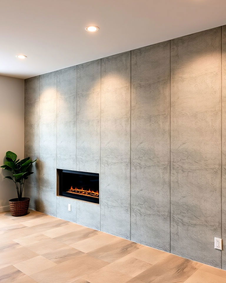 exposed concrete finish accent wall
