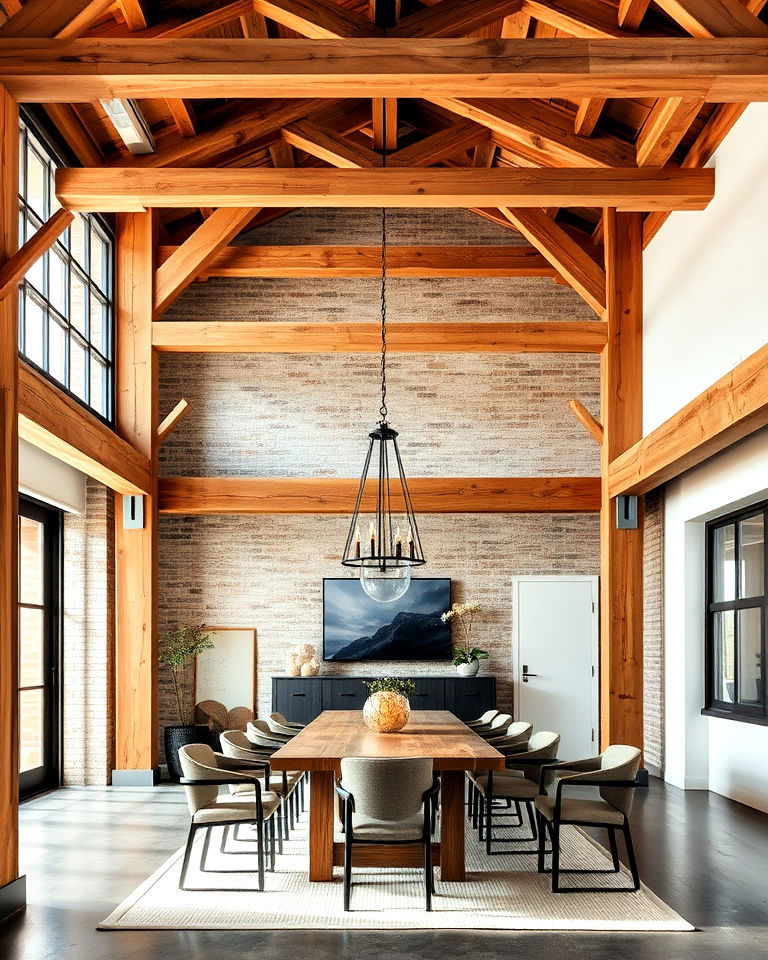 exposed wooden beams