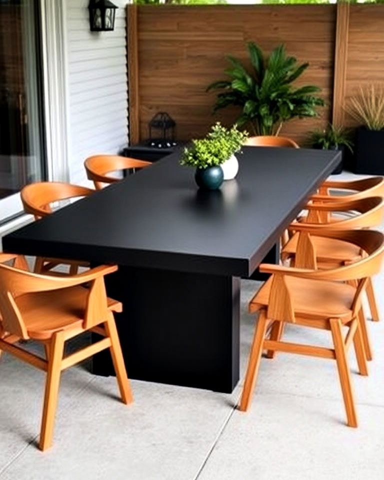 eye catching black concrete dining table