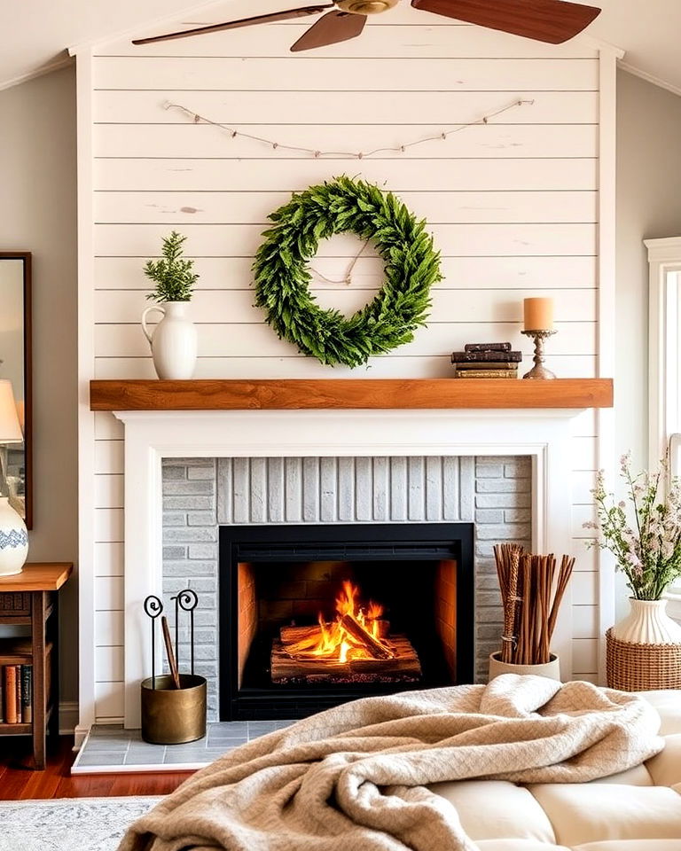 farmhouse charm shiplap fireplace