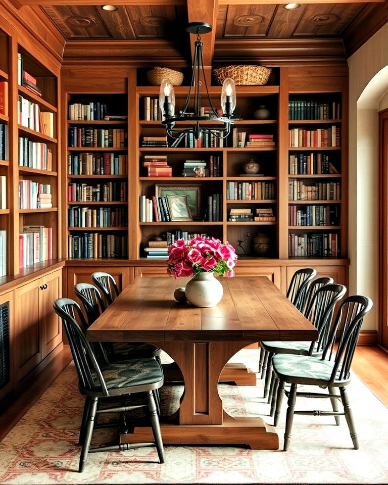 farmhouse style dining room library