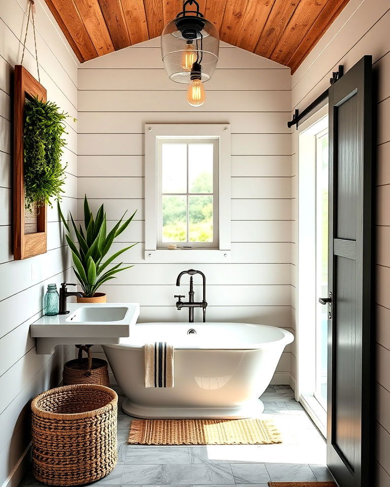 farmhouse style pool bathroom