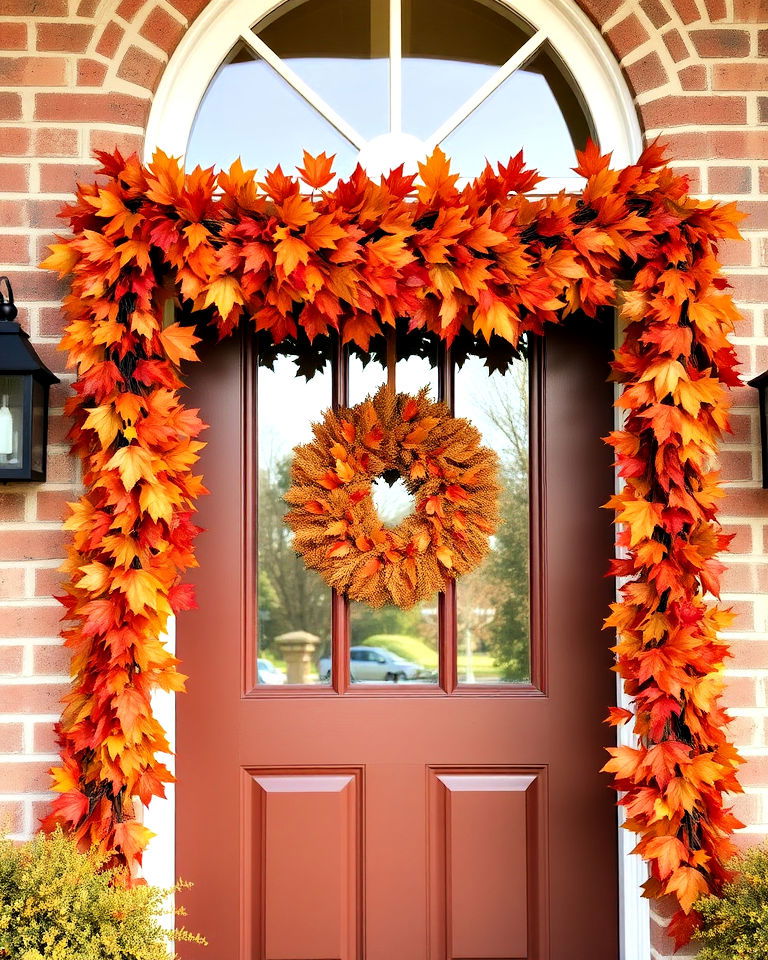 faux leaf garland around your doorframe