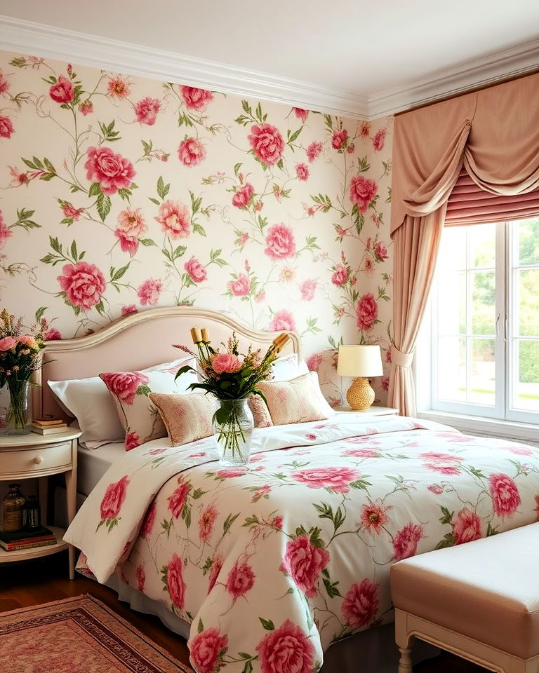 feminine floral accents bedroom