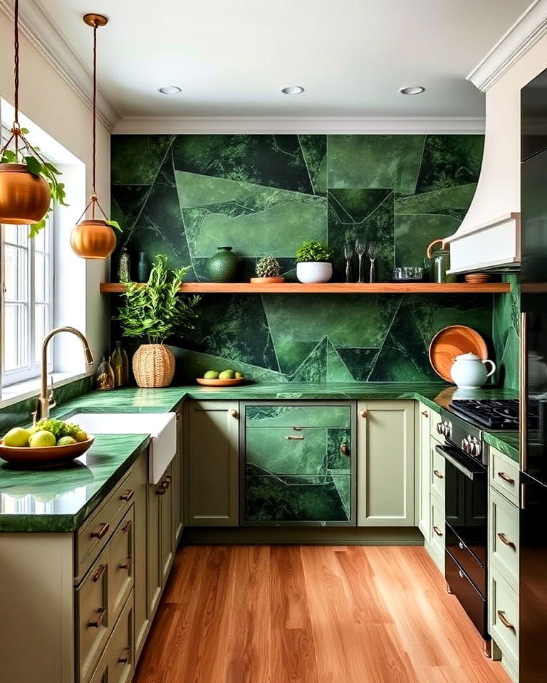 fern green kitchen countertops for a botanical feel