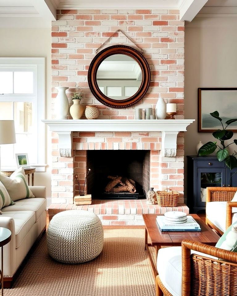 fireplace focal point coastal themed decor