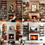 fireplace with bookshelves